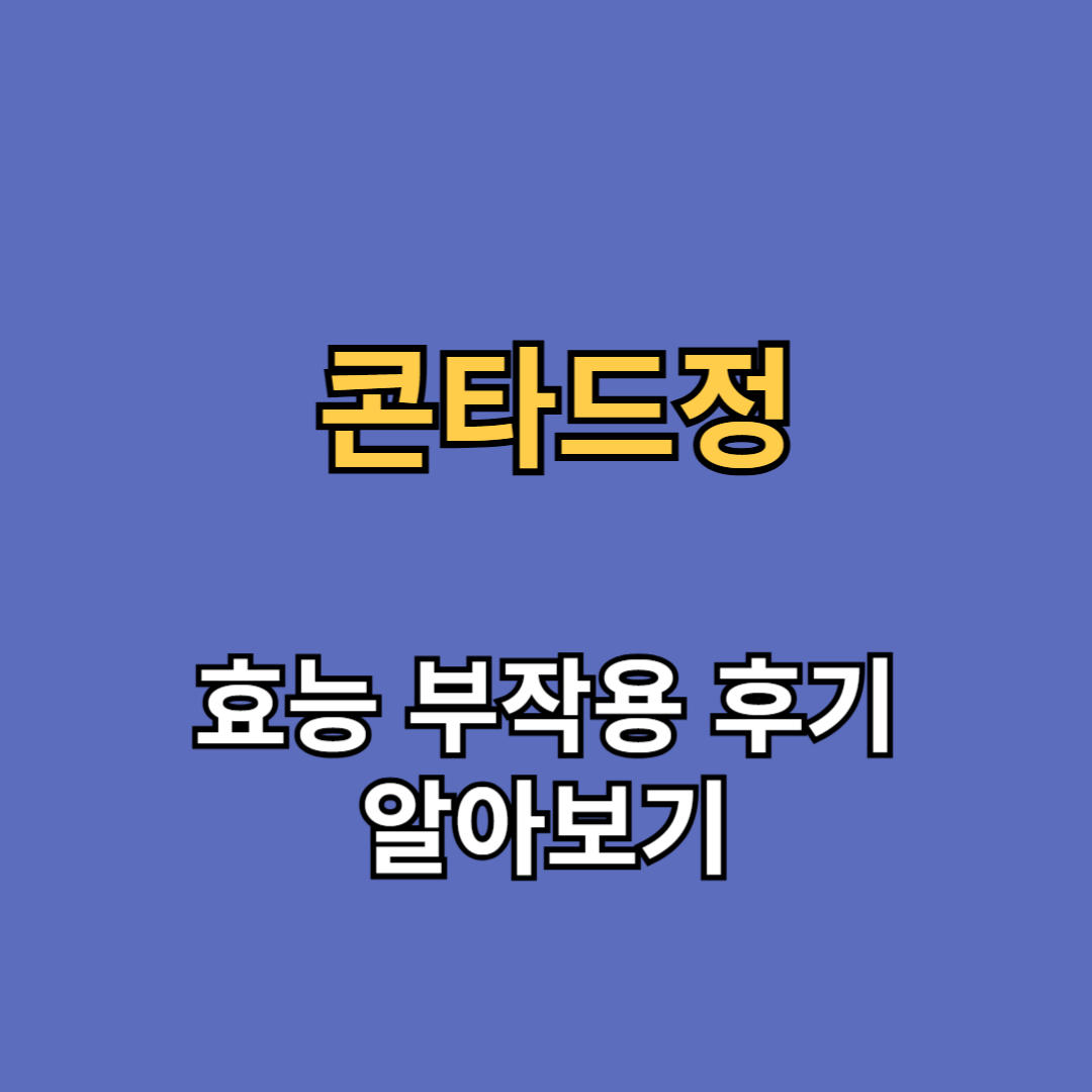 콘타드정 효능 부작용 후기