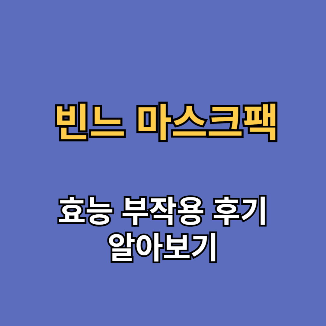 빈느 마스크팩 효능 부작용 후기