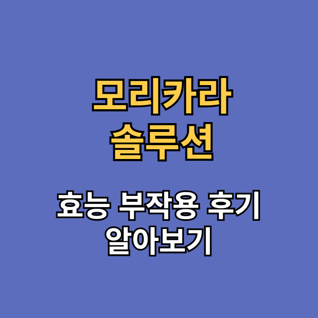 모리카라 솔루션 효능 부작용 후기