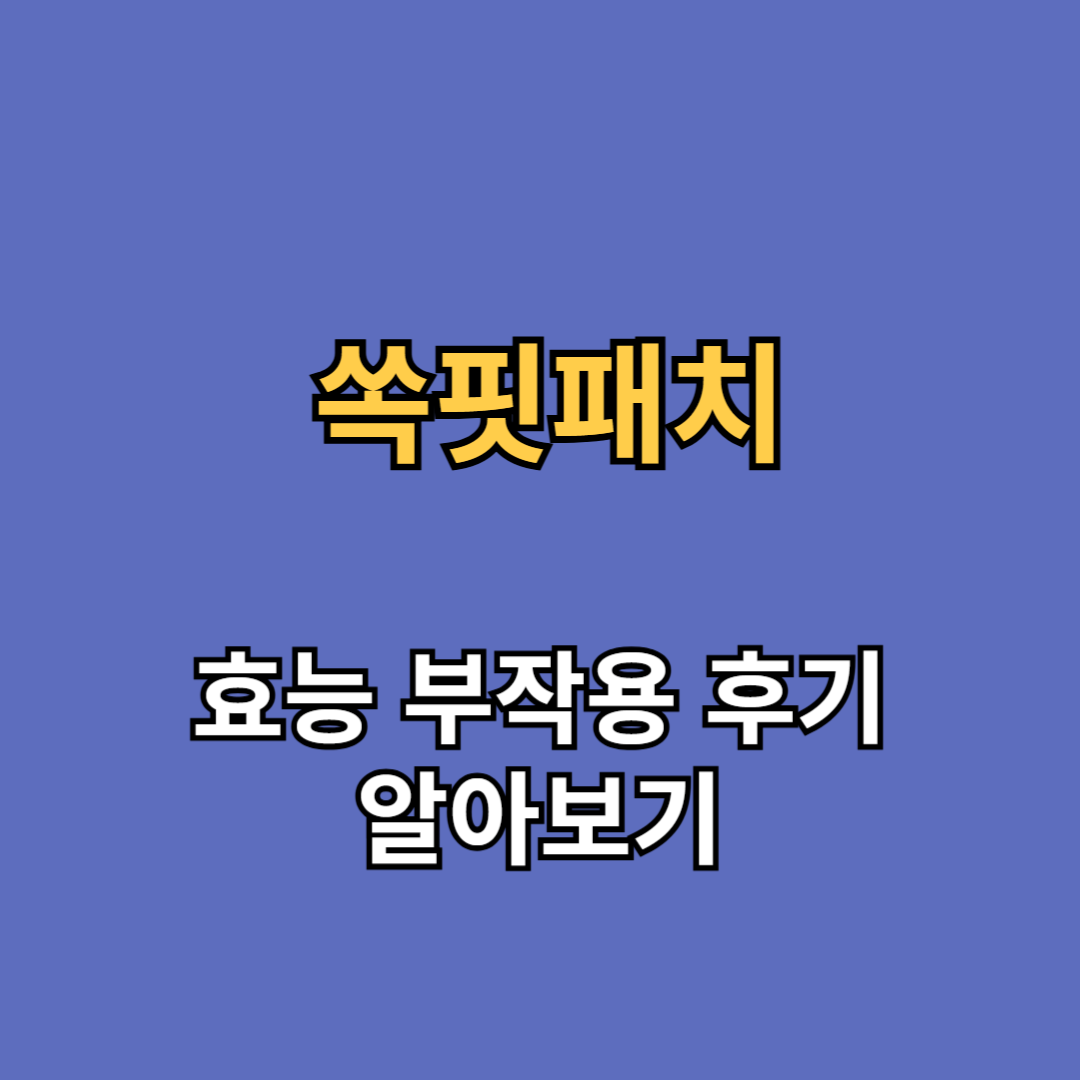 쏙핏패치 효능 부작용 후기