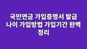 국민연금 가입증명서 발급 나이 가입방법 가입기간 완벽 정리