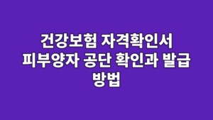 건강보험 자격확인서 피부양자 공단 확인과 발급 방법