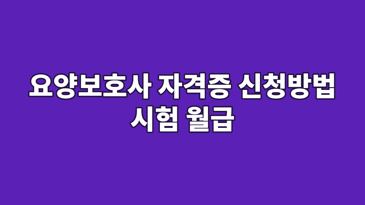 요양보호사 자격증 신청방법 시험 월급
