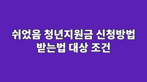 쉬었음 청년지원금 신청방법 받는법 대상 조건