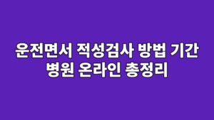 운전면서 적성검사 방법 기간 병원 온라인 총정리