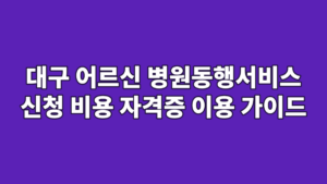 대구 어르신 병원동행서비스 신청 비용 자격증 이용 가이드