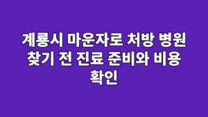 계룡시 마운자로 처방 병원 찾기 전 진료 준비와 비용 확인