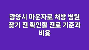 광양시 마운자로 처방 병원 찾기 전 확인할 진료 기준과 비용