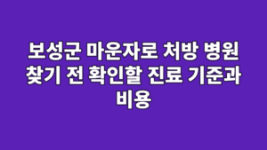 보성군 마운자로 처방 병원 찾기 전 확인할 진료 기준과 비용