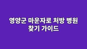 영양군 마운자로 처방 병원 찾기 가이드