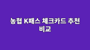 농협 K패스 체크카드 추천 비교