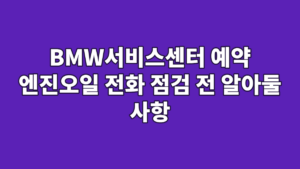 BMW서비스센터 예약 엔진오일 전화 점검 전 알아둘 사항