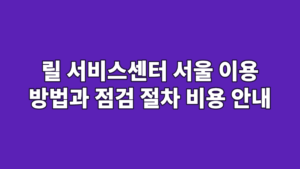 릴 서비스센터 서울 이용 방법과 점검 절차 비용 안내