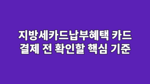 지방세카드납부혜택 카드 결제 전 확인할 핵심 기준