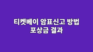 티켓베이 암표신고 방법 포상금 결과