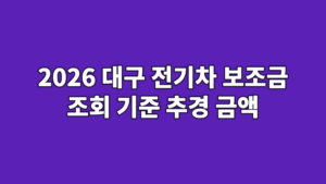2026 대구 전기차 보조금 조회 기준 추경 금액