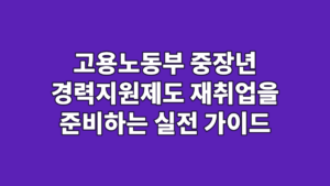 고용노동부 중장년 경력지원제도 재취업을 준비하는 실전 가이드