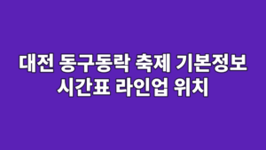 대전 동구동락 축제 기본정보 시간표 라인업 위치