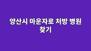 양산시 마운자로 처방 병원 찾기