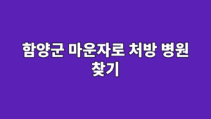 함양군 마운자로 처방 병원 찾기