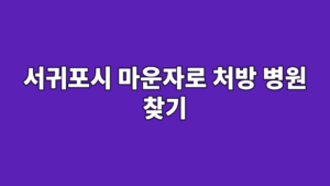 서귀포시 마운자로 처방 병원 찾기